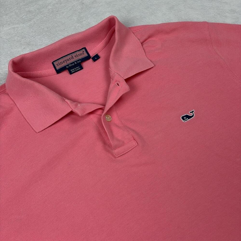 Vineyard Vines Polo Shirt Mens L Pink 100% Cotton Collared Embroidered Whale